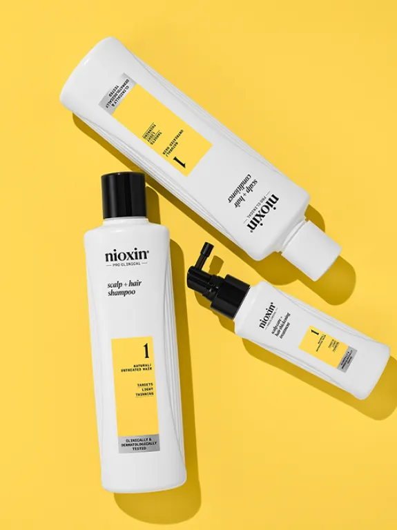 System Kit #1 by Nioxin on a yellow background