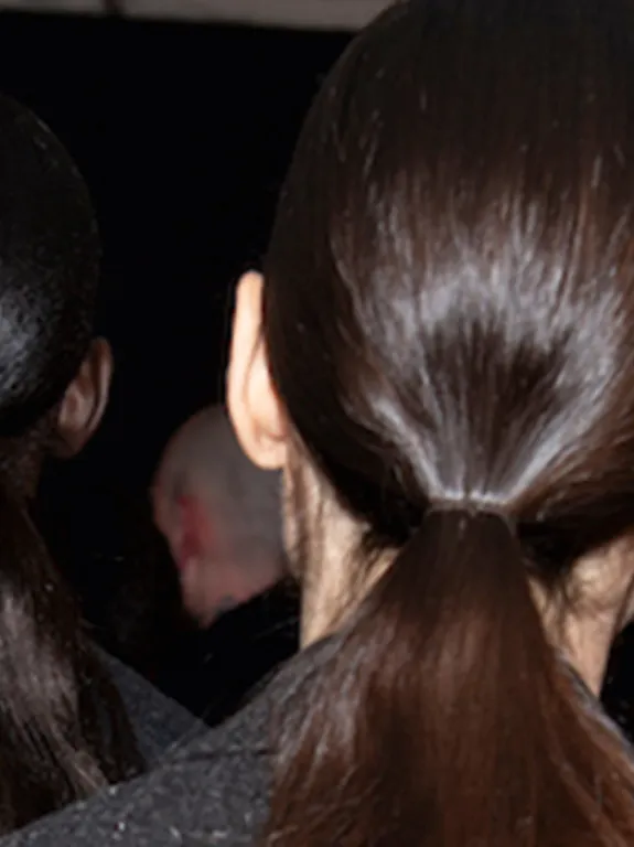 Victoria Beckham's Paris Fashion Week Show photoshoot – three women with their hair in ponytails