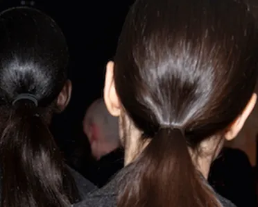 Victoria Beckham's Paris Fashion Week Show photoshoot – three women with their hair in ponytails